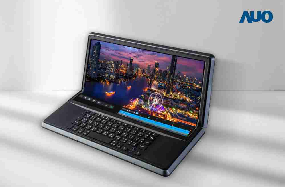 银河集团14.6吋Micro LED折迭显示屏幕，，，，搭配半径4mm的弯折绞炼，，以及高画素、、、、高亮度、、、、高对比度的显示技术特点，，即便在大视角下仍保有绝佳色相与亮度